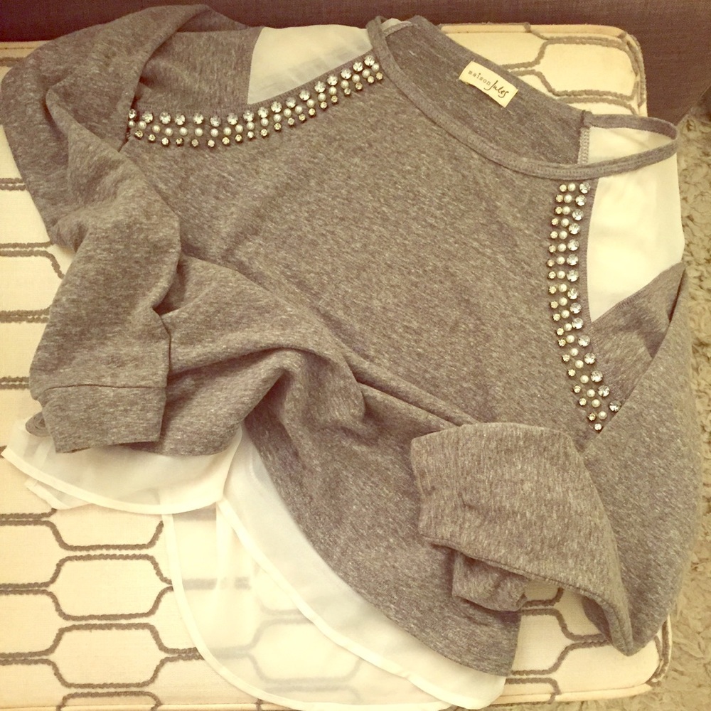 MAISON JULES Embellished Long Sleeve!